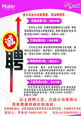 海爾招聘廣告圖片