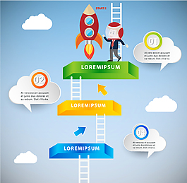 乘火箭的男子商務(wù)信息圖