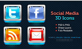 3D社交媒體圖標