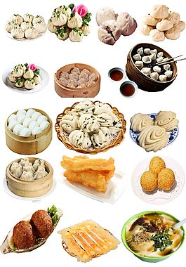 各種早餐面點小吃類摳圖素材