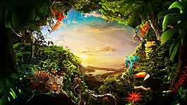 背景 海報(bào) 森林 桌面 淘寶素材