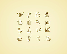 手绘风格商务icon