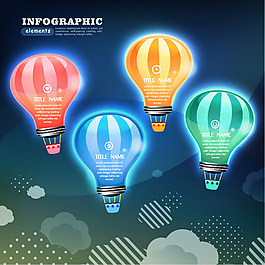 彩色燈泡   熱氣球   矢量背景