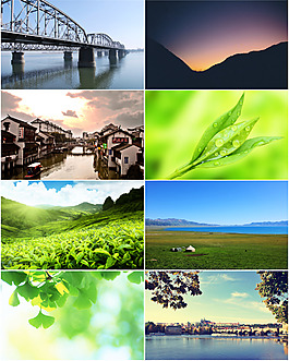 綠色風景和建筑背景