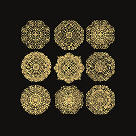 金色花紋花邊圖案