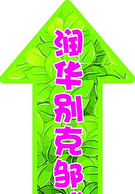 箭頭指示地貼潤華別克汽車指示牌