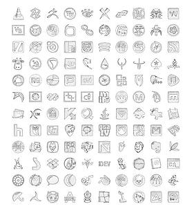 120個(gè)鉛筆素描風(fēng)格PNG圖標(biāo)集合