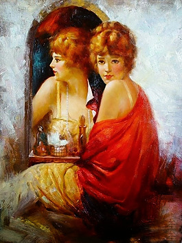 歐式美女油畫