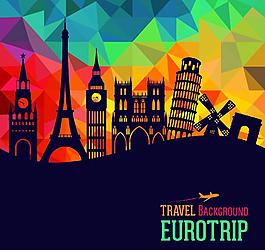 旅游剪影矢量圖