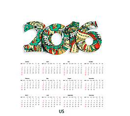 時尚2016年歷設(shè)計矢量圖