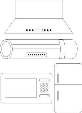 簡(jiǎn)筆畫(huà) 線條畫(huà) 矢量的廚房用品