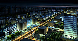 城市商业中心夜景图片