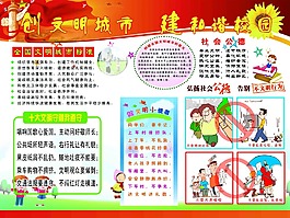海報 展板 兒童 墻畫 小學 文明