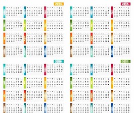 2016年歷彩色模板圖片