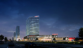 商業(yè)廣場夜景效果圖片