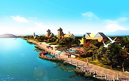 濱河公園3d模型 ps圖圖片