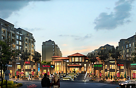 小區(qū)休閑廣場(chǎng)夜景圖片