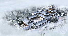古建筑雪景設(shè)計圖片