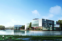 湖邊商業(yè)中心景觀圖片