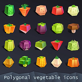 抽象幾何體蔬菜設計矢量素材下載