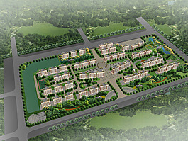 居住區(qū)小區(qū)景觀綠化建筑鳥瞰圖