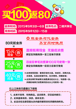 返券活動宣傳海報高清矢量圖