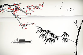 小舟山水畫