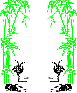竹子 山水畫 矢量圖  雕刻
