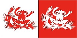 蛙剪紙素材