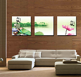 荷花水墨裝飾畫