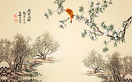 荷香水榭國畫