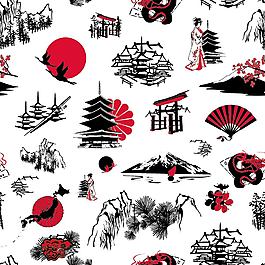日本文化圖案剪影