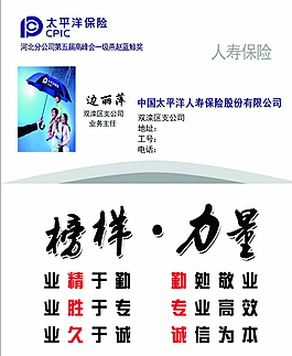 太平洋保險(xiǎn)名片圖片