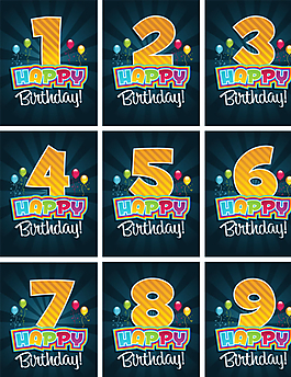 矢量卡通彩色數(shù)字 生日數(shù)字圖片