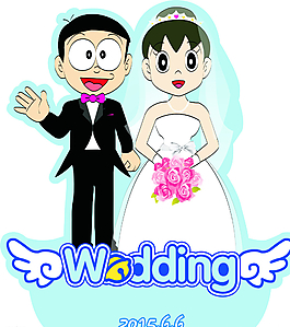 主題婚禮大雄靜香卡通人物圖片