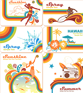 美人魚沙灘排球主題矢量素材圖片