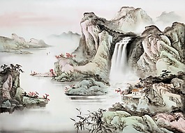 水墨江山電視背景墻免費(fèi)下載