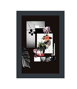 植物  人創意花與人的幾何平面圖案T恤圖