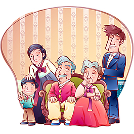 卡通韓國家庭矢量素材
