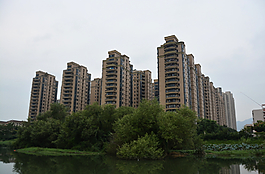 湿地公园边的高楼图片