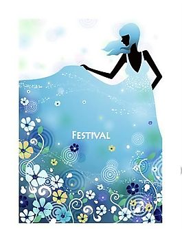 時尚女性花紋插畫-15 矢量EPS