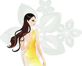 时尚女性 边框背景 矢量人物 EPS_30
