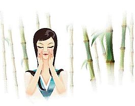时尚女性 边框背景 矢量人物 EPS_23