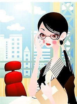 知識女性 辦公 矢量人物 AI_01