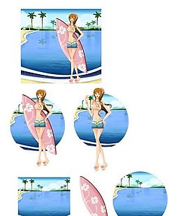 時尚女性 夏日生活 矢量人物 AI_25