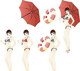 時尚女性 夏日生活 矢量人物 AI_13