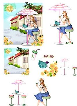 时尚女性 夏日生活 矢量人物 AI_11