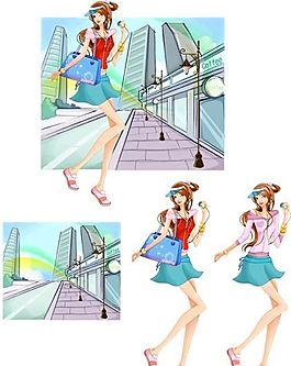 時尚女性 夏日生活 矢量人物 AI_09