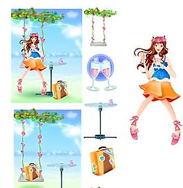時(shí)尚女性 夏日生活 矢量人物 AI_06