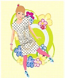 時尚女性 青春少女 矢量人物 AI_9